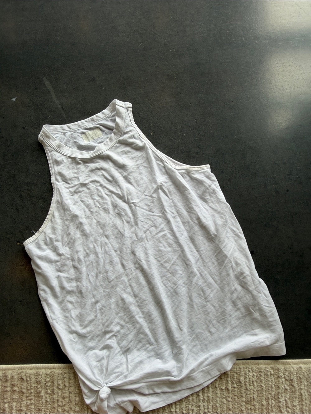 Athleta White High-Neck Tank with Side Tie